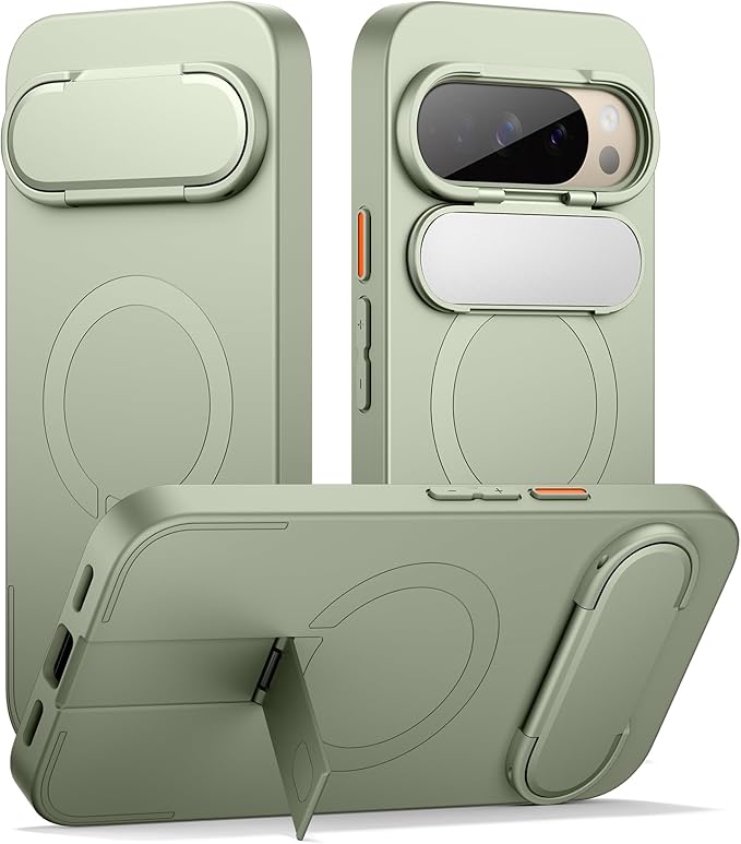 SURITCH for Google Pixel 10/10 Pro Phone Case, Compatible with MagSafe, Protective Cover with Camera Cover & Adjustable Metal Kickstand for Pixel 10/10 Pro 2025 -Sage Green by SURITCH