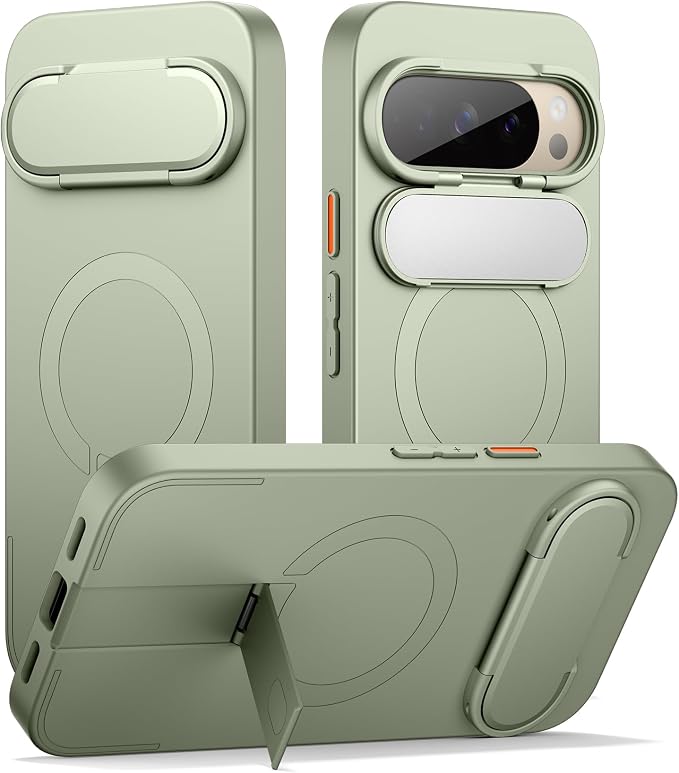 SURITCH for Google Pixel 10 Pro XL Phone Case, Compatible with MagSafe, Protective Cover with Camera Cover & Adjustable Metal Kickstand for Pixel 10 Pro XL 2025 -Sage Green by SURITCH