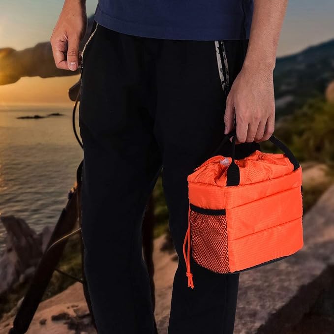 Acouto Camera Bag Only Polyester Insert Partition Camera Hand Bag Shockproof Padded Divider Cover Case for DSLR Camera Partition Bag (Orange) - Image 4