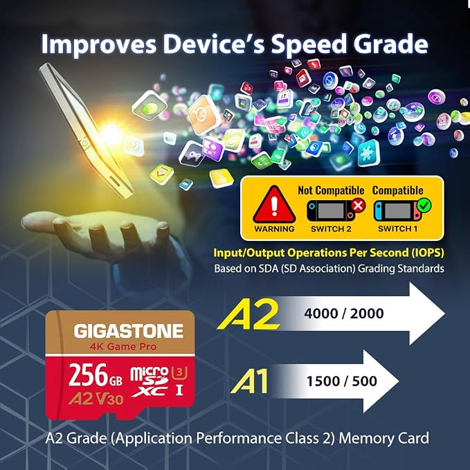 [5-Yrs Free Data Recovery] GIGASTONE 256GB Micro SD Card, 4K Game Pro, MicroSDXC Memory Card for Nintendo-Switch 1, GoPro, Action Camera, DJI, UHD Video, R/W up to 100/60MB/s, UHS-I U3 A2 V30 C10 - Image 6