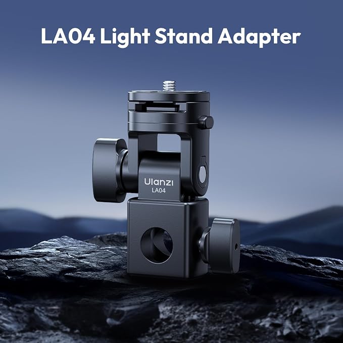 ULANZI LA04 Light Stand Mount Adapter w 1/4" Screw for Light Tripod | Quick Release,180° Tilt, Load 6.6lb, for Camera Mounting Plate Monitor Ring Light, Fits Flat Head Stand Boom Arm C Stand - Image 2