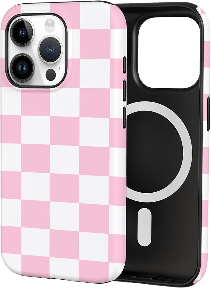 TPU Phone Case for iPhone 15 Pro, MagSafe Wireless Charging Compatible, Shockproof Slim Fit Protective Cover with Anti-Yellowing & Raised Camera Protection (Plaid 4, iPhone 15 Pro) by Unknown