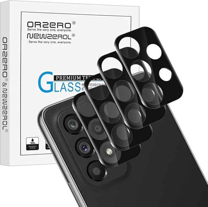 Orzero (4 Pack) Camera Lens Protector Compatible for Samsung Galaxy A53 5G, Samsung Galaxy A33 5G, Protector de Cámera Tempered Glass 9 Hardness HD Anti-Scratch Full Coverage Bubble-Free by JumpIntoOrzeroLet%E2%80%99sExploreLikeNeverBefore