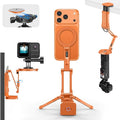 OMOTON TP02-Ultra Multi-Device Camera & Phone Mount with 1/4"Adapter Orange | Built-In 1/4" & Arca Base, Clamp, Magnetic & Tripod Setups for iPhone, Pocket/Action Cameras, Overhead & Low-Angle Filming by OMOTON