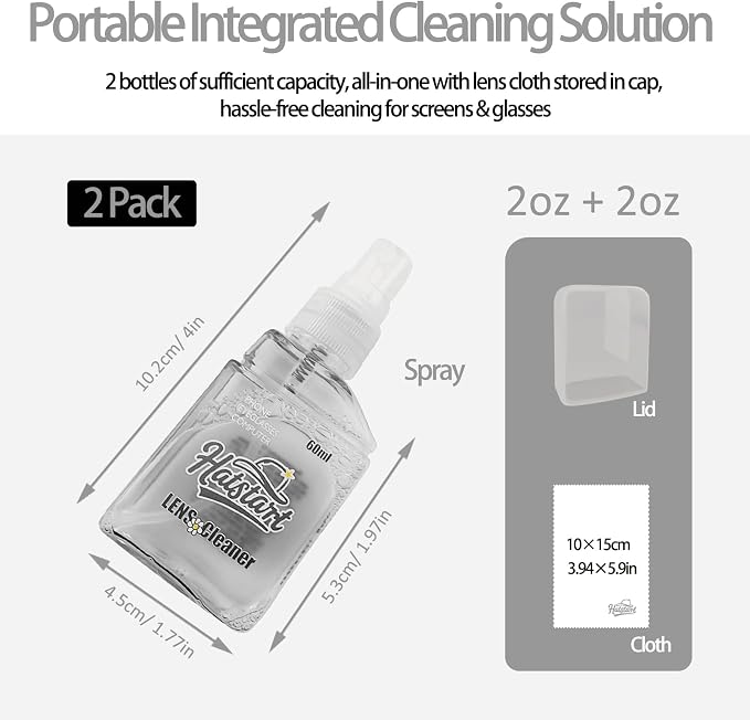 Laptop Screen Cleaner Kit: Phone Touchscreen Mist Spray and Cloth Wipes 2-Pack Grey, Hatstart Tablet Cleaning Kit for Car Display Computer TV PC Eyeglass, Compatible with iPhone, iPad, MacBook Pro - Image 3