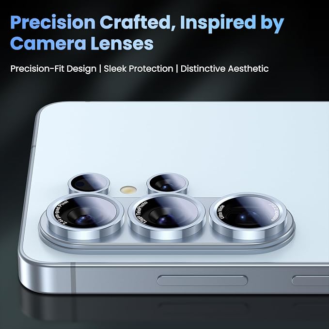 Uyiton for Samsung Galaxy S26 Ultra Camera Lens Protector, Unique Design | Case-Friendly, Ultra-Thin, Military-Grade Sapphire Glass with Aluminum Metal Rear Camera Screen Cover, Sky Blue - Image 3