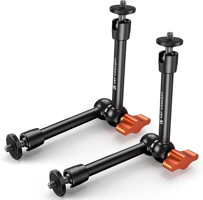 K&F CONCEPT 2-Pack 9.8" Magic Arm, 1/4" Screw Camera Mount Arm | 360° Ball Heads for DSLRs, Monitor, Flash, LED Light, Microphone, Camera Cage, Action Camera, MS32 by KFCONCEPT