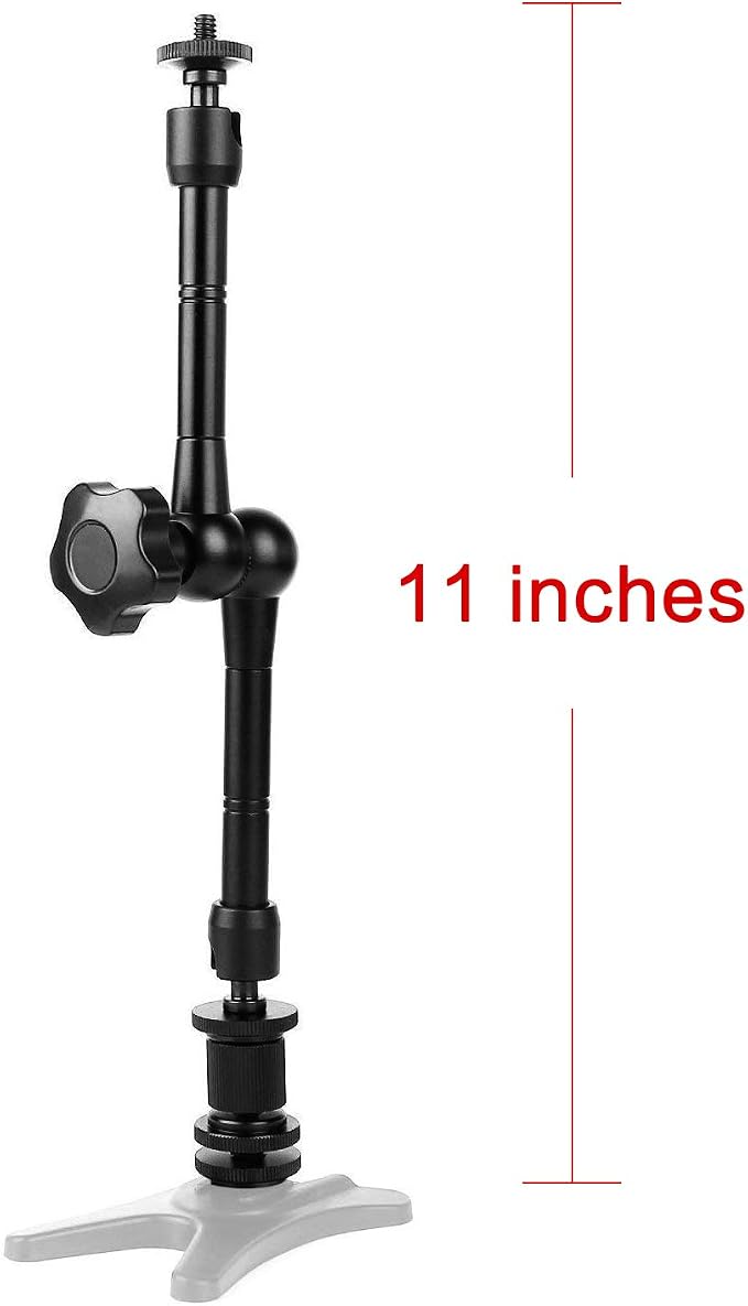 11 Inch Articulating Friction Magic Arm Adjustable w/Hot Shoe Mount 1/4'' Tripod Screw for DSLR Camera Rig, LCD Monitor, LED Lights, Flash Light (Arm) | Adjustable Flexible Arm Bracket for DSLR SLR Camera Rig LCD Monitor LED Flash Lights - Image 7