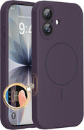 Miracase Silicone & Magnetic for iPhone 17 Case, Dark Purple | Compatible with MagSafe, Silicone Camera Control Cover, Soft Microfiber Lining, Shockproof Drop Protection Phone Case for 17 by Miracase