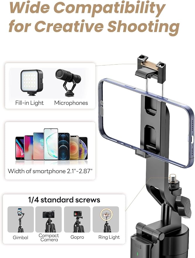 68" Auto Face Tracking Phone Tripod w/Ground Spike & Remote R01 | 68" Extendable Tripod,Compatible with iPhone & Android , Remote Control & Ground Spike Included, Video Recording & Vlogging - Image 6