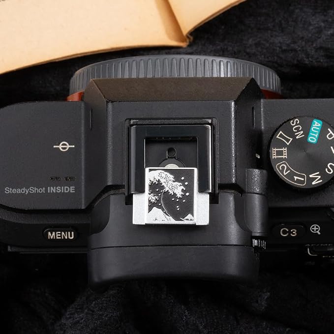 Kanagawa Wave Pattern Camera Hot Shoe Cover Shutter Button for Sony A1 A7C A7CR A7CII A7R A7M2 A7M3 A6700 A6600 A6500 A6400 A6300 (Aluminum Alloy-Hot Shoe Cover) - Image 4
