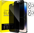 JETech Privacy Screen Protector for iPhone 14 Pro, 2+2 Pack | with Camera Lens Protector, Anti-Glare 9H Tempered Glass, Anti-Spy, Full Coverage, Scratch Resistant, Case-Friendly by JETech