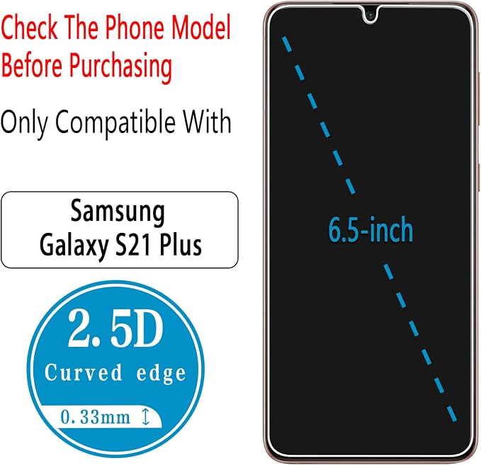 Screen Protector for Samsung Galaxy S21 Plus Tempered Glass | with Camera Lens Protector, Fingerprint ID Compatible, Anti Scratch, Bubble Free, 2+2 Pack - Image 3