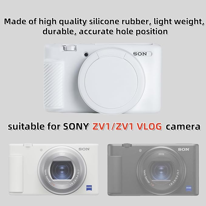 Camera Case for Sony ZV1 Digital Camera.ZV-1 Accessories | Soft Silicone Protective Case Removable Lens Cover,Comes with 2 Screen Protectors and 1 Wrist Strap.(White) - Image 2