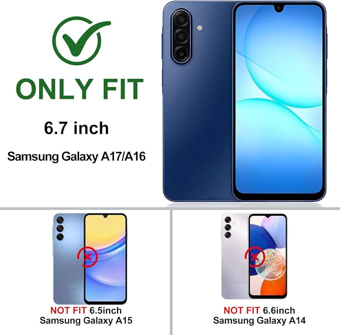 Gritup for Samsung Galaxy A17/A16-5G Phone Case with Camera Cover | 2*Screen Protector & 360° Rotating Ring Kickstand, Military Grade Protective Cover para Galaxy A 17 Phone, White+Black - Image 2
