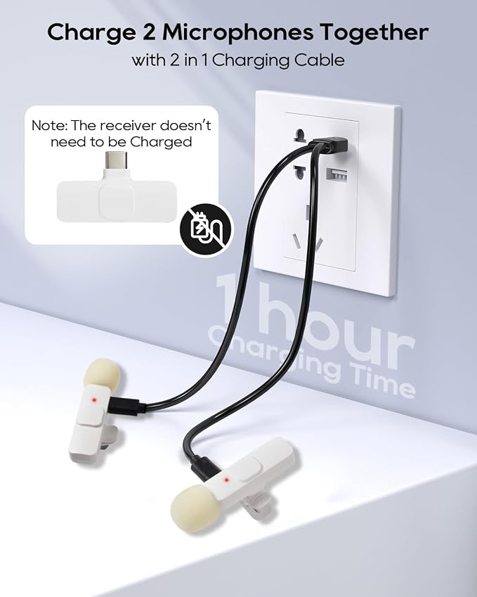 Mini Microphone for iphone Android Phone Tablet ipad PC, Usb C Wireless Lavalier Mic for Video Recording Vlogging Youtube Tiktok Podcast Interview content creators, Tiny Microphones Clip on Mics - Image 2