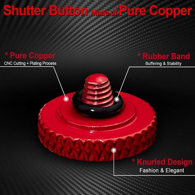 Camera Shutter Button (2 Pack/Red) Upscale Soft Shutter Release Button | Pure Copper for Fuji X100VI X100V XT5， Anti Shake, Multi-Color, for Nikon Zf Leica Canon Fujifilm, Street Travel Daily - Image 4