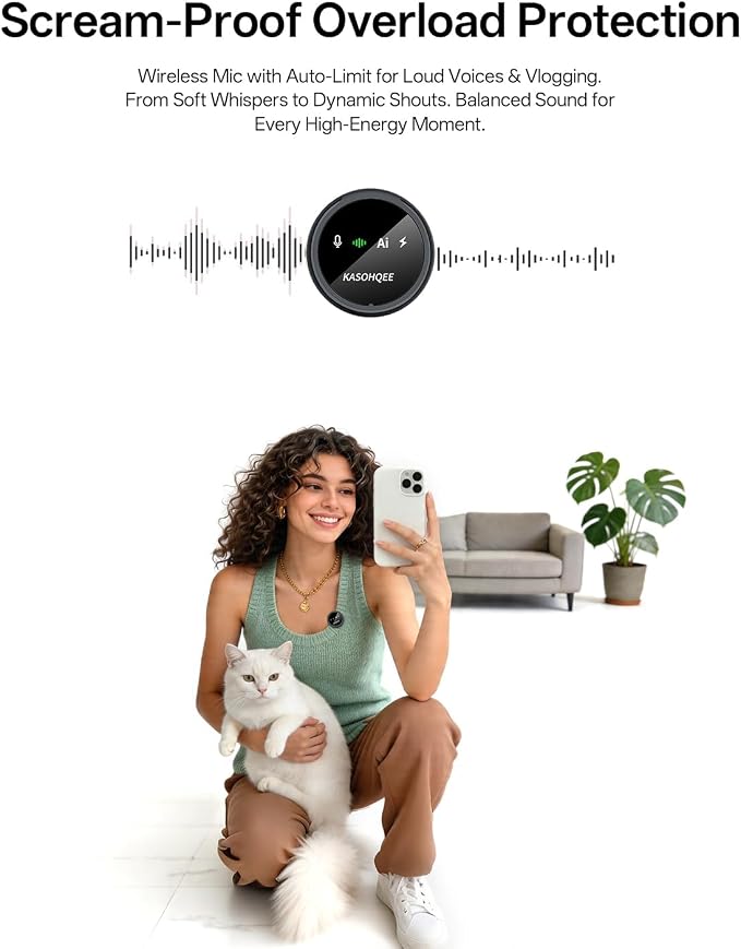 Wireless Lavalier Microphone for Content Creators,iPad & Android, Magnetic Clip-on Mini Mic with Charging Case,30H Playtime Plug-Play Lapel Lavalier Mic for Vlog TikTok, AI Noise Reduction - Image 4