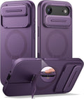 SURITCH for iPhone Air Case with Camera Control Cover, Camera Slide Cover and Adjustable Kickstand, Compatible with MagSafe, Shockproof Bumper Protective Cases for iPhone 17 Air 6.5 Inch, Dark Purple by SURITCH