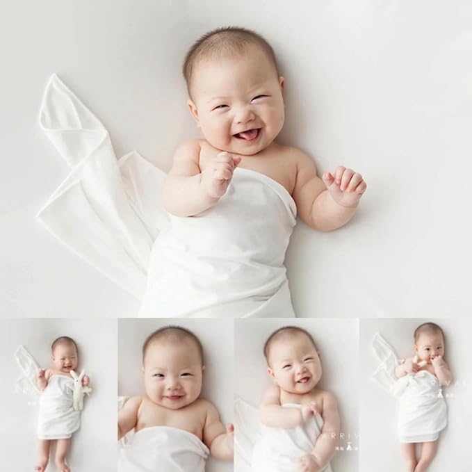 Orraphtstu Newborn Photography Posing Fabric Baby Beanbag Backdrop Props Stretch Blanket for Professional Studio Photoshoot (White) - Image 5