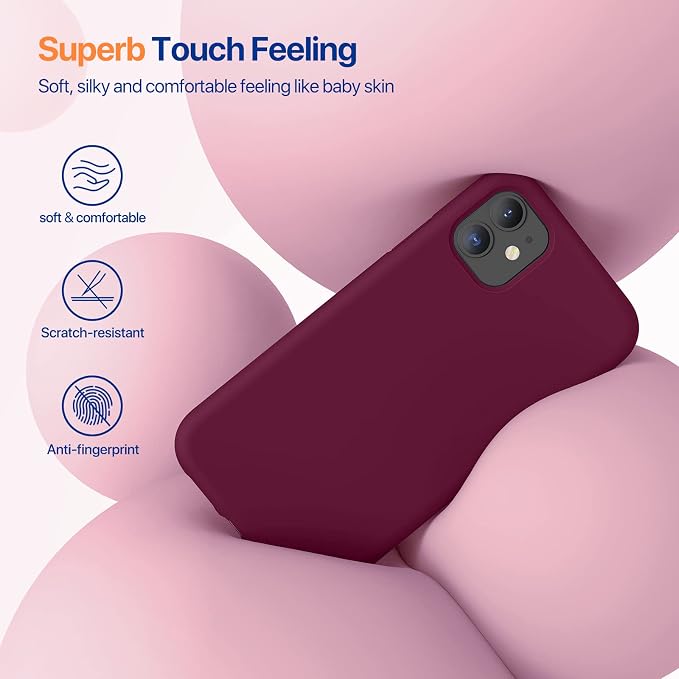 Miracase Silicone for iPhone 11 Phone Case, Wine Red | Soft Anti-Scratch Microfiber Lining, Premium Silicone Cover Shockproof Drop Protection Phone Case for 11 - Image 3