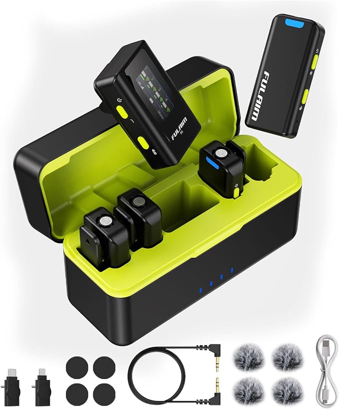 FULAIM X6 Pro Wireless Lavalier Microphones with 4 Transmitter | Charging Case for iPhone, iPad, Android, Camera, Lapel Mic with 48KHz 24Bit, Noise Cancellation for Video Recording, Vlog by FULAIM
