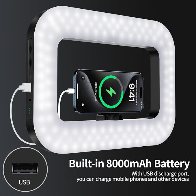 Magnetic Cell Phone Light for Video Recording, Handheld Phone Stabilizer with Light, 8000mAh LED Selfie Phone Ring Light with Phone Holder, Smartphone Video Rig for Camera, Vlog, TikTok - Image 5