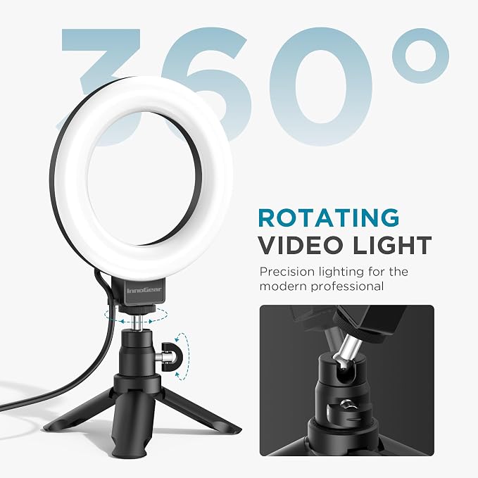 InnoGear 60 LED Ring Light with Stand for Computer Selfie Video Conference | LED Lights for Video, Clip On, Remote Control, 5 Color Modes, Adjustable, Monitor, Laptop, Easy to Attach, Recording - Image 5