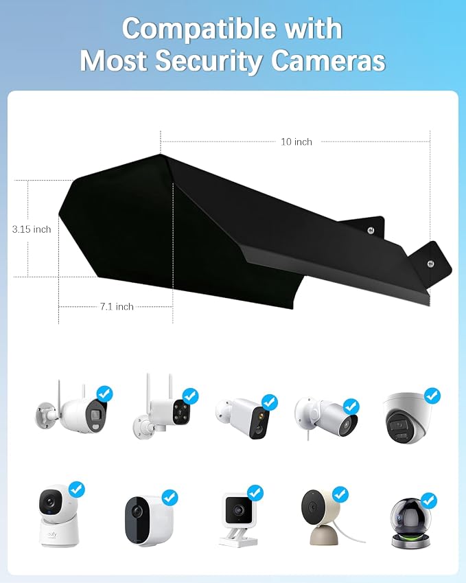 Universal Security Camera Cover Sun Rain Shield | Waterproof Protective Roof for Outdoor Dome, Bullet Cameras (Black Aluminium) - Image 5