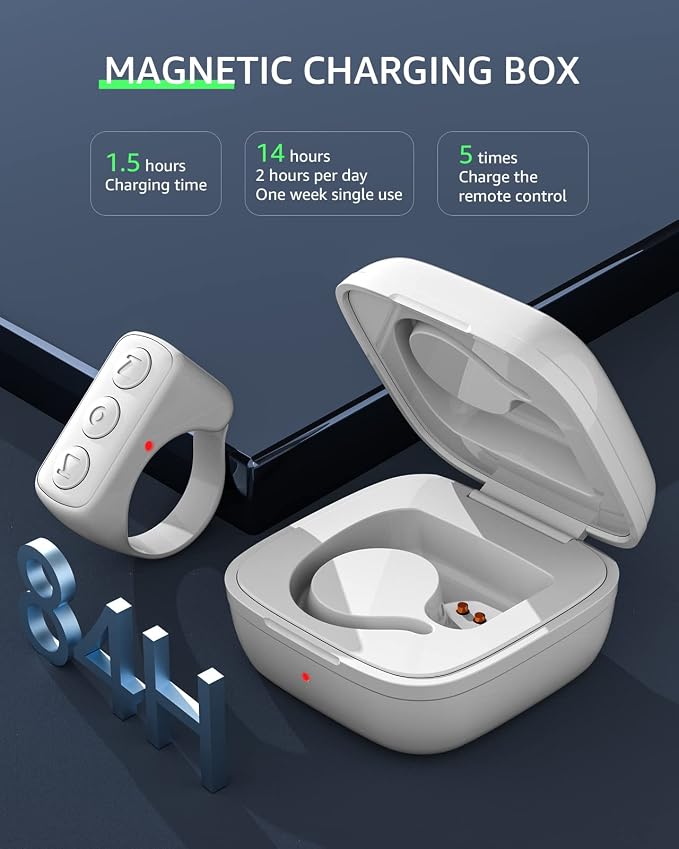 Fingertip Bluetooth Remote Control TIK TOK Wireless Page Turner TYUOBOX Camera Remote Shutter Selfie Button Controller with Charging Case for iPhone Android Ipad Cell Phone (White) - Image 3