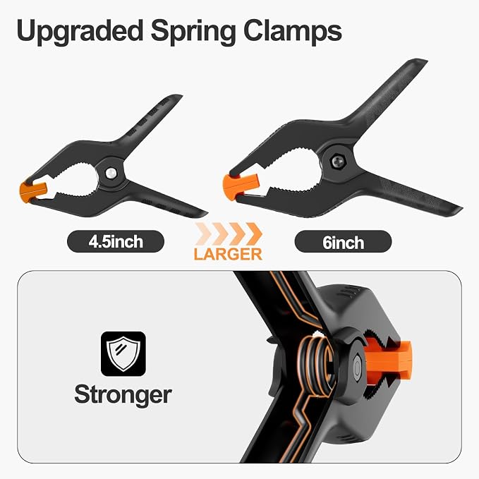 EMART 6 Pack Heavy Duty Spring Clamps 6 inch Plastic Backdrop Clips, Studio | Photo Booth Backdrop Clamps for Backdrop Stand, Balloon Arch, Photography Studio, Woodworking, Crafts, Drawing, Garden, Trap - Image 4