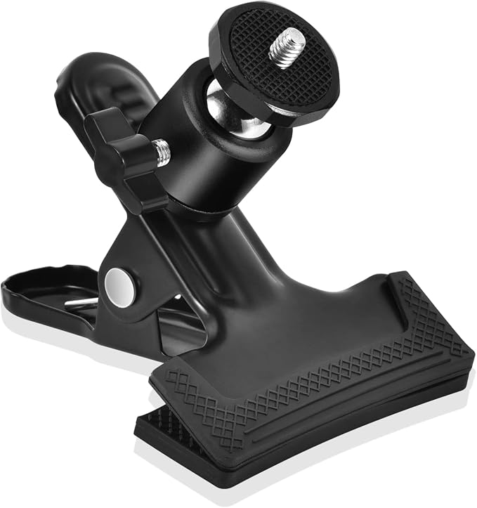 UTEBIT 1 Pack Tripod Camera Mount Clip with 360 Swivel Mini Ballhead, Black | Heavy Duty Spring Clamp for DSLR Video Photoshoot Studio by UTEBIT