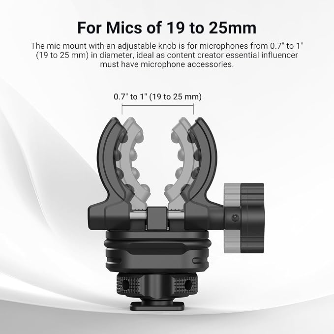 NEEWER Microphone Holder with Cold Shoe Adapter, Noise Reducing Shock Absorbing Mic Mount Accessories with Built in Silicone Pads, for Mics of 0.7" to 1" (19 to 25mm) in Diameter, MH3 | Noise Reducing Accessories with Built in Silicone Pads, for Mics o... - Image 3