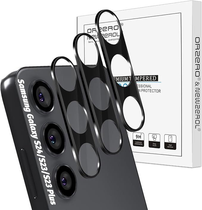Orzero (3 Pack) Camera Lens Protector Compatible for Samsung Galaxy S24/S23/S23 Plus (Not for S24 Plus/S23 FE) Protector de Cámera Tempered Glass 9H Precise Camera Cutouts Anti-Scratch Does Not Affect Night Shots and Flash by JumpIntoOrzeroLet%E2%80%99sExploreLikeNeverBefore