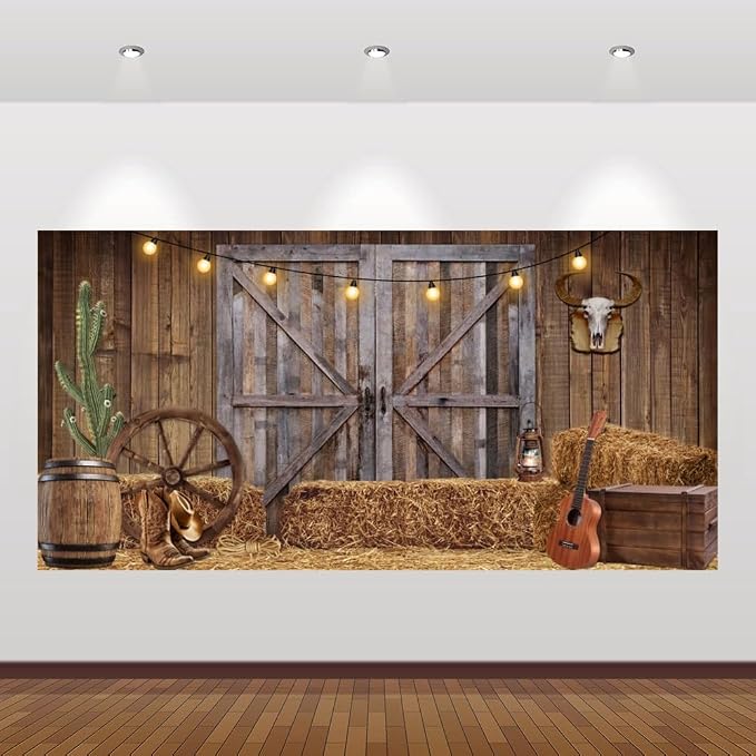 Western Cowboy Backdrop 20x10ft Western Party Decorations Wild West Saloon Rodeo Barn Photography Background Cowboy Theme Birthday Party Decor Banner Photoshoot Supplies by ChloropLastidFamilyProducts
