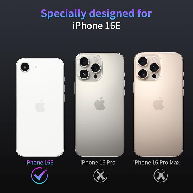 Camera Lens Protector for iPhone 16e / iPhone 17e,1 Pack | Tempered Metal Glass Camera Cover Film,HD Clear,Anti-Scratch Lens Screen Protector Film,Case Friendly,Black Titanium - Image 2