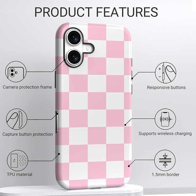 TPU Phone Case for iPhone 17, MagSafe Wireless Charging Compatible, Shockproof Slim Fit Protective Cover with Anti-Yellowing & Raised Camera Protection (Plaid 4, iPhone 17(6.3")) - Image 3