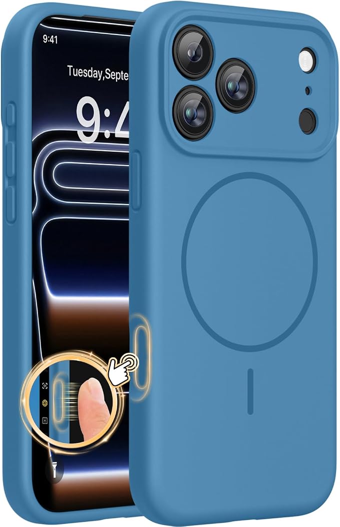 Miracase Silicone & Magnetic for iPhone 17 Pro Max Case, Capri Blue | Compatible with MagSafe, Camera Control Cover, Premium Silicone Cover Shockproof Drop Protection Phone Case for 17 Pro Max by Miracase