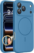 Miracase Magnetic for iPhone 17 Pro Case, Silicone, Capri Blue | Compatible with MagSafe, Soft Microfiber Lining,Shockproof Drop Protection Phone Case for 17 Pro by Miracase