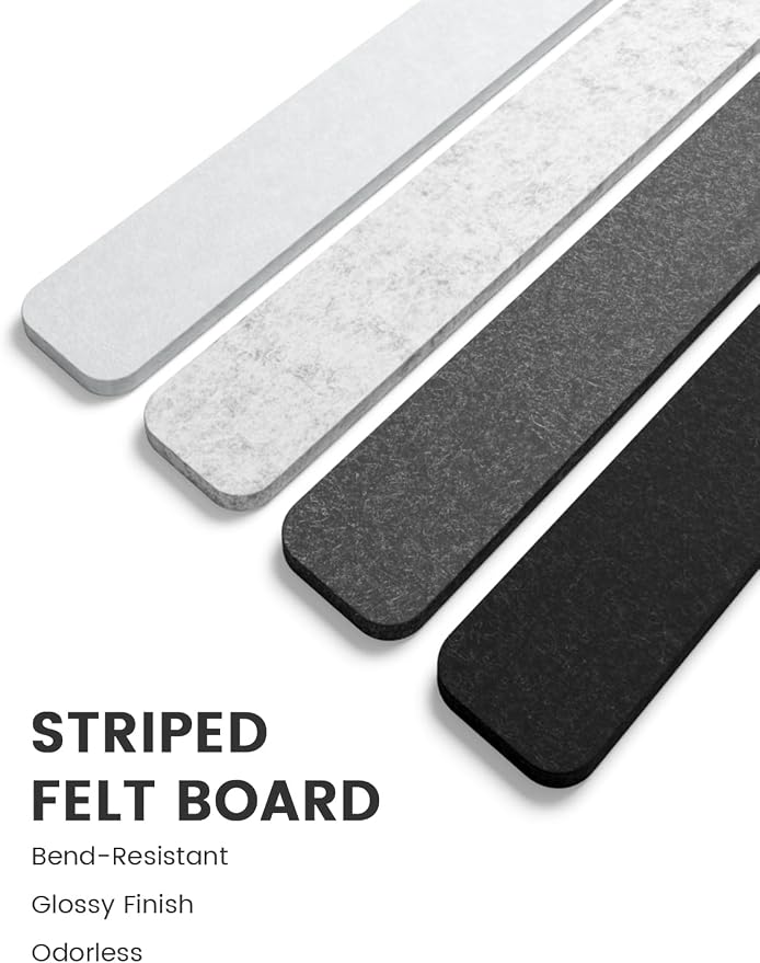 Fluxynara 13" x 2" Felt Wall Panels, Concrete Echo | 5-Pack Includes 35 Push Pins and Adhesive Tabs for Photos, Notes and Decor in Bedroom Doors, Home Office or Studios - Image 3