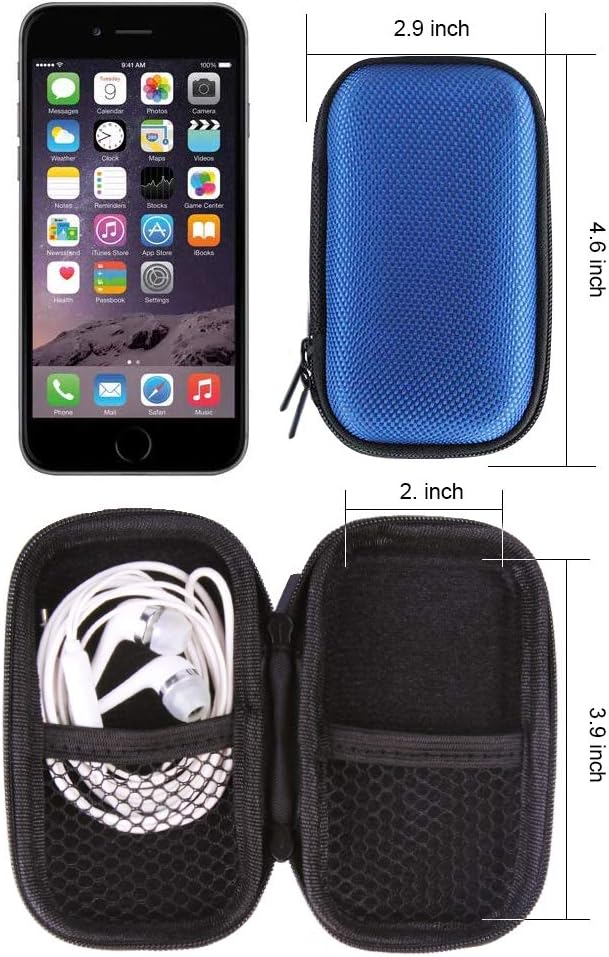 Hard Drive Hard Case 2Pack Earbuds Carrying Cases with Zipper and Carabiner | Rectangle Shaped Portable Protection EVA Shockproof Wired/Bluetooth Headset Change Purse Soft Case for Earphone Headphone - Image 6