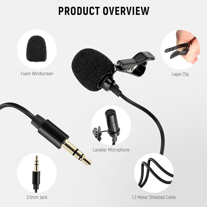 NEEWER 2 Pack Lavalier Lapel Microphone Compatible with DJI Wireless Mic Transmitters Rode Wireless GO II 2, Omnidirectional Condenser Wired Clip On Lav Mics for Stage YouTube Live Streaming, CM5 | Compatible with DJI Wireless Mic Transmitters Rode GO ... - Image 7