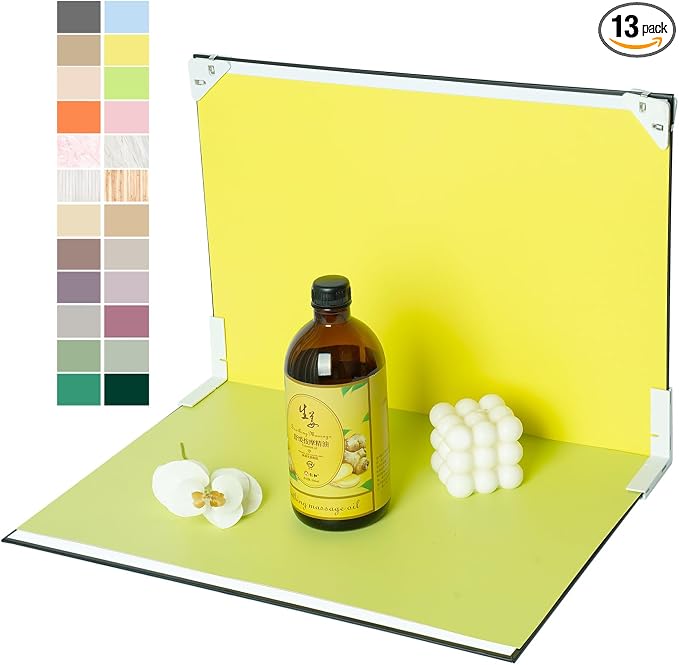 Photo Backdrop Board for Product Photography, 16.5 x 11.7 inch | 10 Double-Sided Backdrops, 20 colors and textures for beauty, jewelry, candles, handmade goods and small product photography by Yoocheese