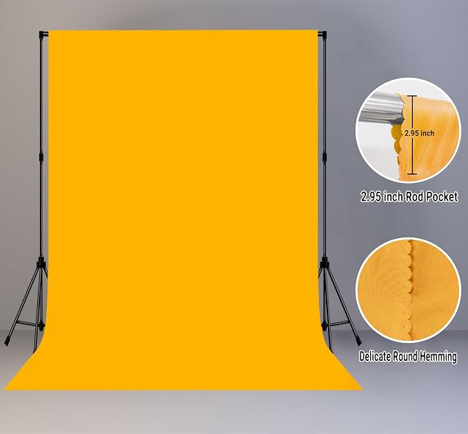 Yellow Photography Backdrop for Photoshoot, Fabric 5x7ft | Polyester Studio Photo Backgrounds, Non Reflective, Easy to Hang, for Portrait Shoot, Product, Party Decor, Video Creation - Image 2