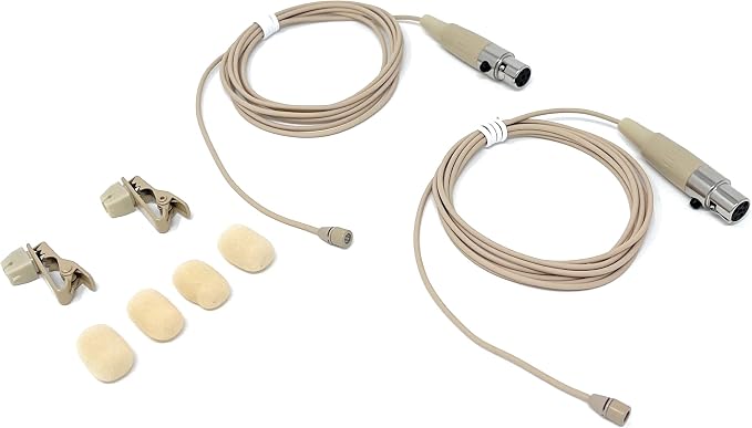 Pair of Lavalier Lapel Mics w/ 4 pin Mini XLR TA4F for Shure Wireless | 4 Pin Mini XLR TA4F Connector - Image 3