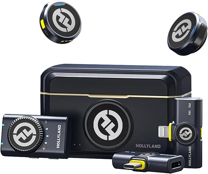 Hollyland Lark M2 Wireless Microphone for iPhone/Camera/Android/PC, 48kHz/24-bit High Fidelity Audio, 300m Range, Noise Cancelling, 40h Use, YouTube, Vlog, Streaming (2TX + 3RX + Charging Case) | Streaming (2TX+3RX+Charging Case), Hours of battery life... by Hollyland
