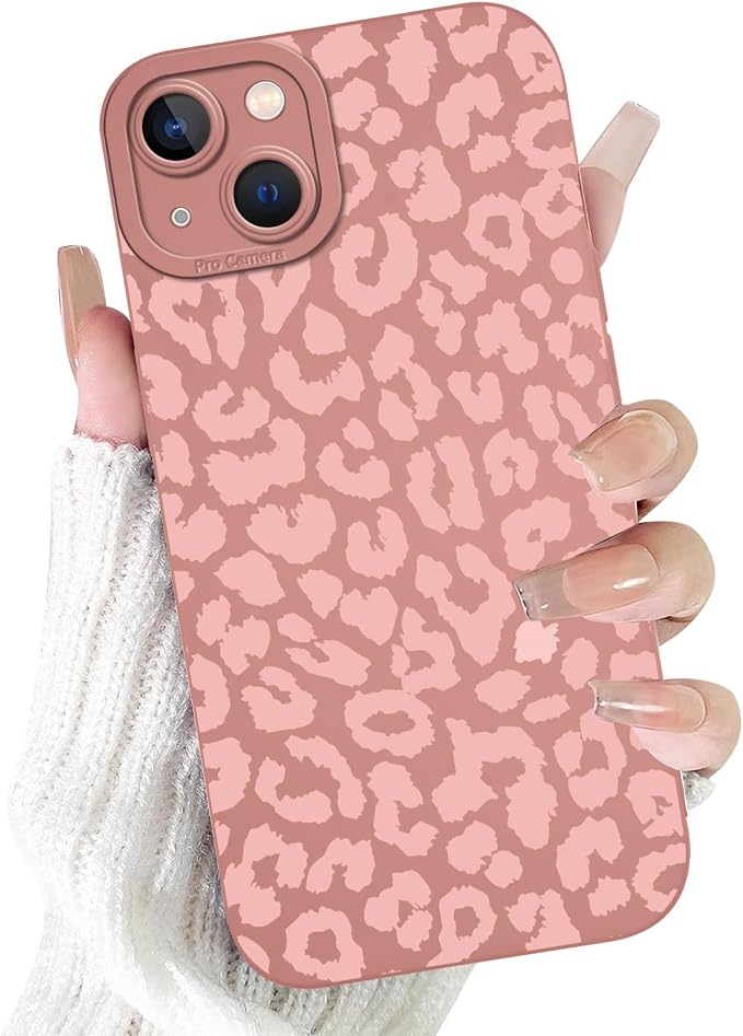 Cute Pink Cheetah Print Phone Case for iPhone 13 6.1" | Aesthetic Leopard Pattern Design Cover Full Camera Lens Protective Shockproof Soft Slim TPU Funda for Women Girls by Unknown