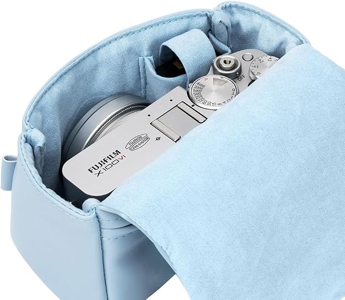 KIWIFOTOS PU Leather Camera Case for Fuji X100VI X100F PowerShot V1 | without strap, Fits for X100VI/X-E5+23/27mm lens & PowerShot V1. Soft magnetic flap, rear zipper pocket - Image 9