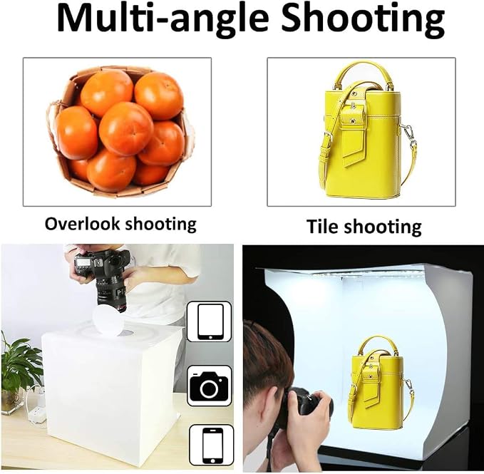 Photo Studio Light Box Kit 12x12 Inch, Folding Lightbox for Small Product Photography, 128 LED Adjustable Lighting, Portable Shooting Tent with 3 Light Colors & 6 Backgrounds - Image 6