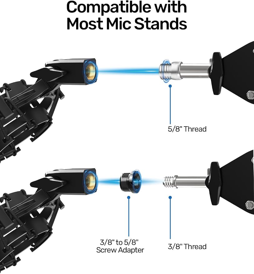 Custom Built Shock Mount with Pop Filter for AT2020 Microphones, Pro | Reduces Vibration Noise, Improves Recording Quality, Compatible with Audio Technica AT2020USB+, AT2035, AT4040 Condenser Mics - Image 6